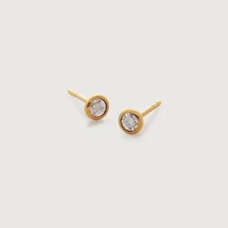 Monica Vinader Gold Diamond Essential Small Stud Earrings Diamond