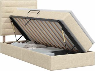 vidaXL Cama Con Almacenamiento Y Colch&oacute;n Crema 100 X 200 Cm Tela Vidaxl