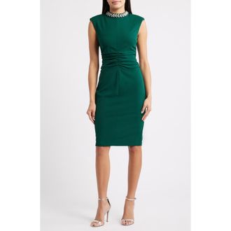 Eliza J Ruched Bodycon Dress in Hunter at Nordstrom Rack, Size 12