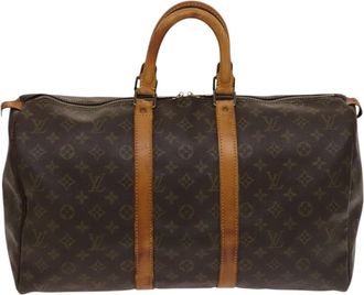 Louis Vuitton Keepall 45 Brown Canvas Travel Bag (Pre-Owned)