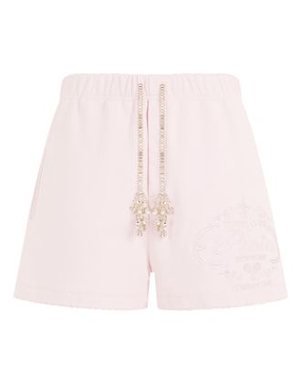 Philipp Plein Washed Fleece Shorts Tennis Club Crystals
