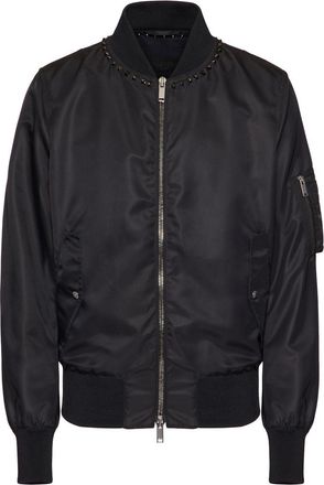 Valentino Garavani Untitled Studs bomber jacket - men - Polyamide/Cotton/Cupro/Linen/Flax/Polyester - 48 - Black