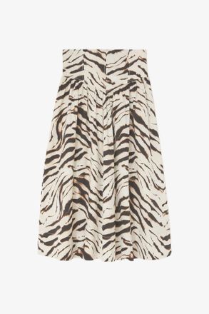 Ganni White Skirt in Zebra Cotton - Size 10/12 Organic
