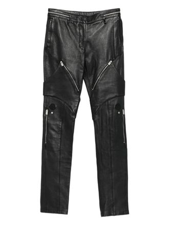 Moncler zip-pocket leather trousers - Black