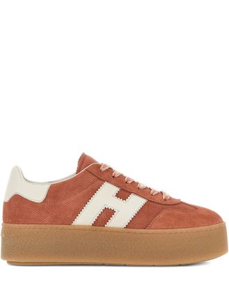 Hogan H698 platform sneakers - women - Calf Suede/Lamb Skin/Calf Leather/Fabric/Rubber - 37.5 - Orange