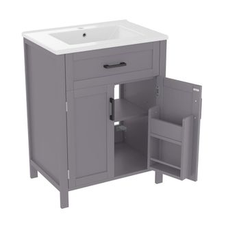 Urban Meuble Mueble lavabo con almacenaje y portarrollos 60 cm gris