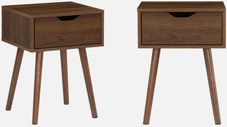 Sweeek Sweeek - Set di 2 comodini effetto legno 1 cassetto marrone