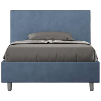 ITYhome Letto una piazza e mezza rivestito in Microfibra - adele - Tipologia Letto: Senza Rete - Colore: Blu - Dimensione Rete: 120x210