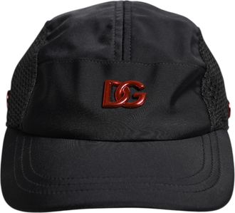 Dolce & Gabbana Black Nylon DG Logo 6 Panels Baseball Mens Cap