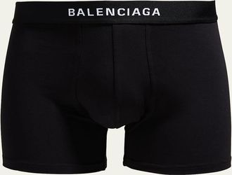 Balenciaga Mens Cotton-Stretch Logo Boxer Briefs