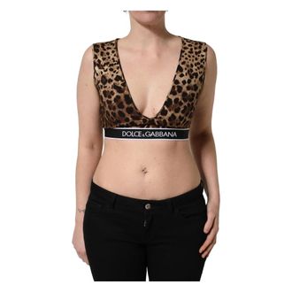 Dolce & Gabbana Gedrapeerde Crop Top - Dames - Tops zonder mouwen - Bruin - XS - Tops