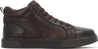 Kazar Bruine leren sneakers met hoge schacht - Heren - Sneakers - Bruin - 41 EU - Leer - Schoenen