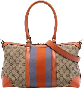 Gucci Pre-owned Handbags, female, Brown, Size: ONE SIZE Pre-owned Signature Pattern Tote Bag