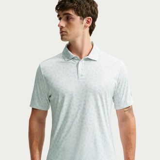 Nike Mens Par Dri-FIT Grass Print Golf Polo in White | IO0734-100