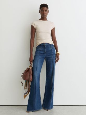 Reiss Natural Stretch-cotton Scoop-back Top, 10