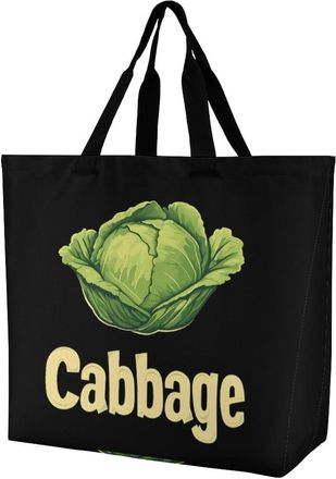 Generic Cabbage Reusable Shopping Bags Large Capacity Grocery Bag Heavy Duty Tote for Women 40x40x16cm