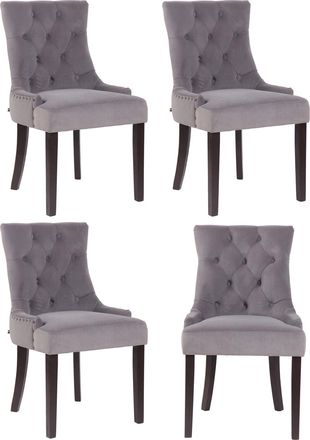 Clp Clp - Juego De 4 Sillas De Comedor Aberdeen En Terciopelo Gris Antiguo