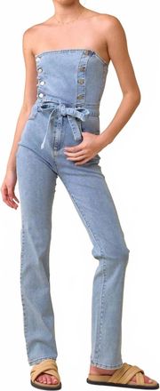 Blue Blush Emmy Denim Jumpsuit In Light Wash