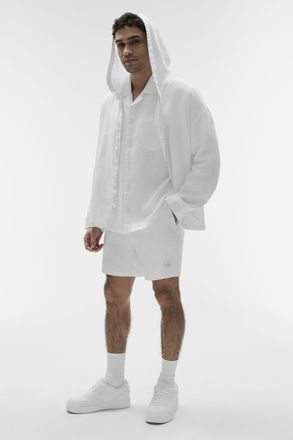 Alo | Linen Days Button Up Hoodie in White, Size: Medium