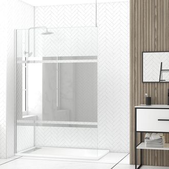 Aurlane Parete Per Doccia 140x200cm Specchio - Profilo + Barra A Soffitto Cromata - Freedom 2 Mirror