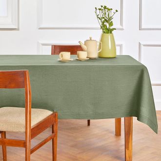 Solino Home Linen Tablecloth for Dining Table, Holiday and Everyday Table Decor - Fete in Oil Green at Nordstrom, Size X-Small