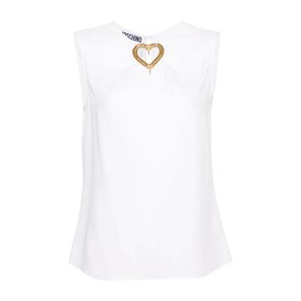 Moschino Tops, Dames, Wit, M, Mouwloze Tops