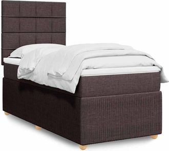 vidaXL Cama Box Spring Con Colch&oacute;n Tela Marr&oacute;n Oscuro 80x200 Cm Vidaxl