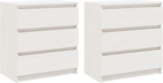 vidaXL Bedside Cabinets 2 pcs White 60x36x64 cm Solid Pinewood Vidaxl