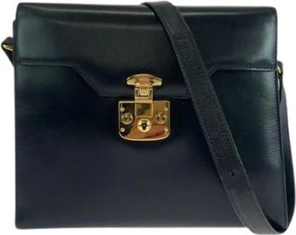Gucci Pre-owned Cross Body Bags, female, Black, Size: ONE SIZE Pre-owned Vintage Lady Lock Leather Shoulder Bag