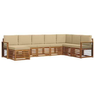 vidaXL Conjunto De Sof&aacute;s De Exterior Con Coj&iacute;n 8 Pcs Natural Y Beige Vidaxl