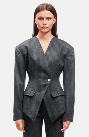 OW Collection LANI Blazer in Grey Pinstripe at Nordstrom, Size Medium