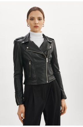 LaMarque Donna | Iconic Leather Biker Jacket in Black at Nordstrom, Size Xx-Small