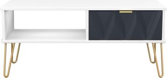 Welcome Furniture Glitz Ready Assembled 1 Drawer Coffee Table in Indigo Matt & White - Welcome Furniture | TJ Hughes