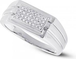 Allurez 0.14ct 14k White Gold Diamond Mens Ring