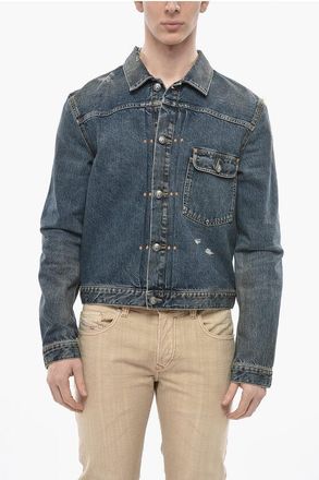 Palm Angels Denim Jacket CURVED LOGO With Vintage Wash size Xxl