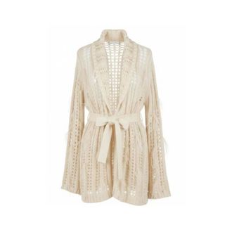 Twinset Cardigan aperto con perle madreperla - - Knitwear - Donna - Beige - M