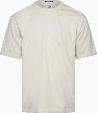 C.P. Company Mens 30/2 Jersey Twisted Logo T-Shirt - Cream - Size: 44