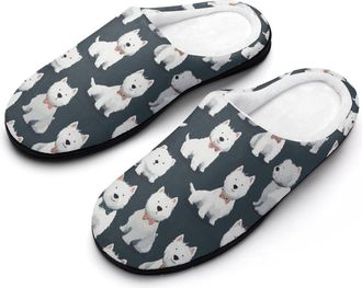 Generic West Highland White Terrier Funny Mens Cotton Slippers Soft Non-Slip Rubber Sole House Slipper Indoor Outdoor