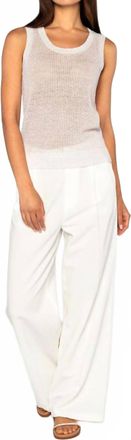 Kinross Cashmere Lurex Mesh Tank Top In Sandstone