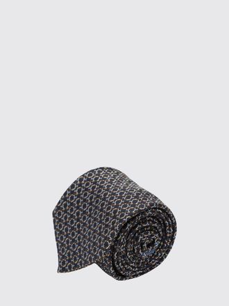 Ferragamo Gancini Tie in Pure Silk with a Jacquard Monogram Pattern