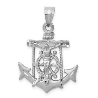 Diamond2Deal 14k White Gold Mariners Cross Pendant