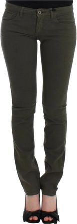 Costume National Groene Slim Fit Designer Jeans - Dames - Slim Fit Jeans - Groen - W26 - Katoen - Jeans