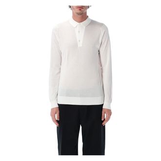 John Smedley Bradwell L/S Polo - male - John Smedley - Polo Shirts - White - XL - Tops