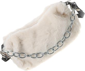 SOLUSTRE Plush Shoulder Bag for Women White Single Shoulder Tote with Zipper Closure Autumn Winter Soft Clutch Purse Underarm Handbag