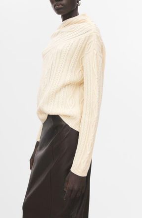 Mango Wolf One-Shoulder Sweater in Ecru at Nordstrom, Size X-Small