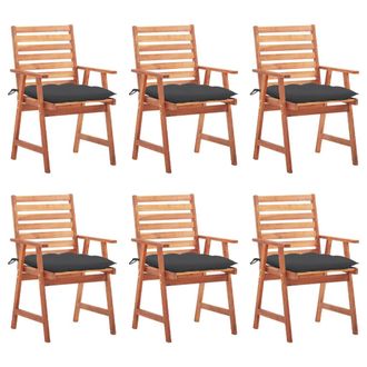 vidaXL Vidaxl - Sillas Comedor De Jard&iacute;n Y Cojines 6 Uds Madera Maciza Acacia