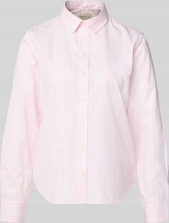 GANT Regular Fit Bluse mit Streifenmuster und Label-Stitching in Hellrosa, Gr&ouml;&szlig;e 34
