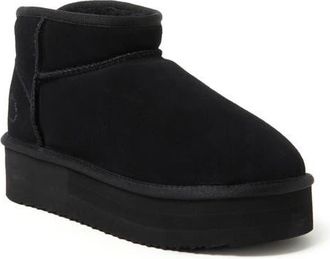 Dearfoams Fireside Kingston Genuine Shearling Platform Bootie in Black at Nordstrom, Size 11