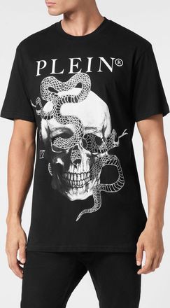 Philipp Plein T-shirt in cotone con stampa Skull e applicazione di strass