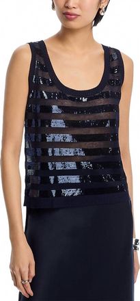 Kobi Halperin Solstice Sequined Stripe Tank Top In Navy